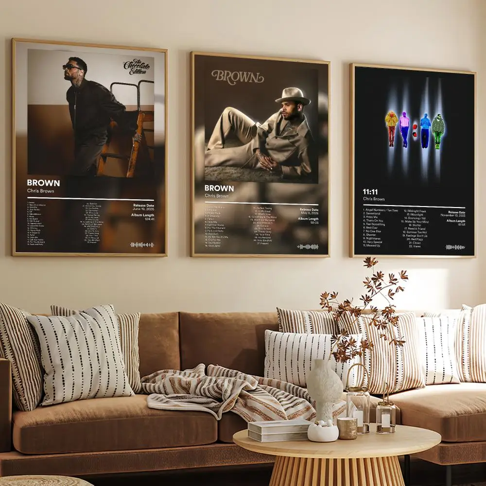 Rapper Chris Brown Poster Decorative Wall Art Mural Stickers Home Decor Gift for Living Room & Hallway