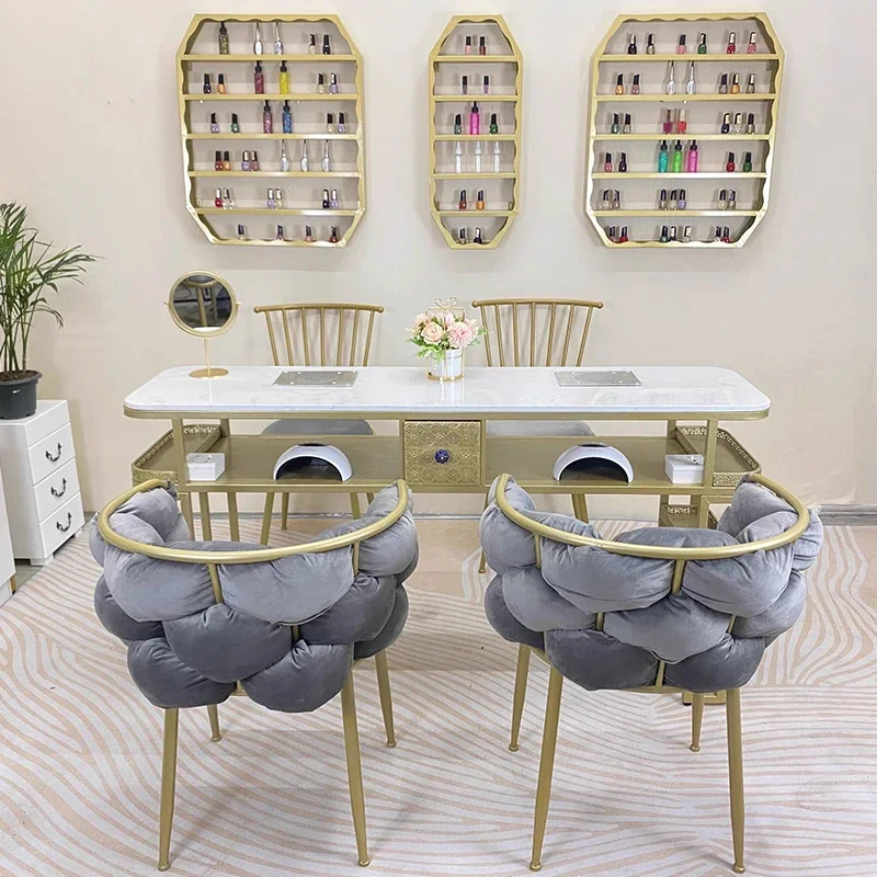 Nordic Marble Manicure Nail Designer Salon Station Table Professional Nails Corner Tables Equipment Furniture mesas de manicura