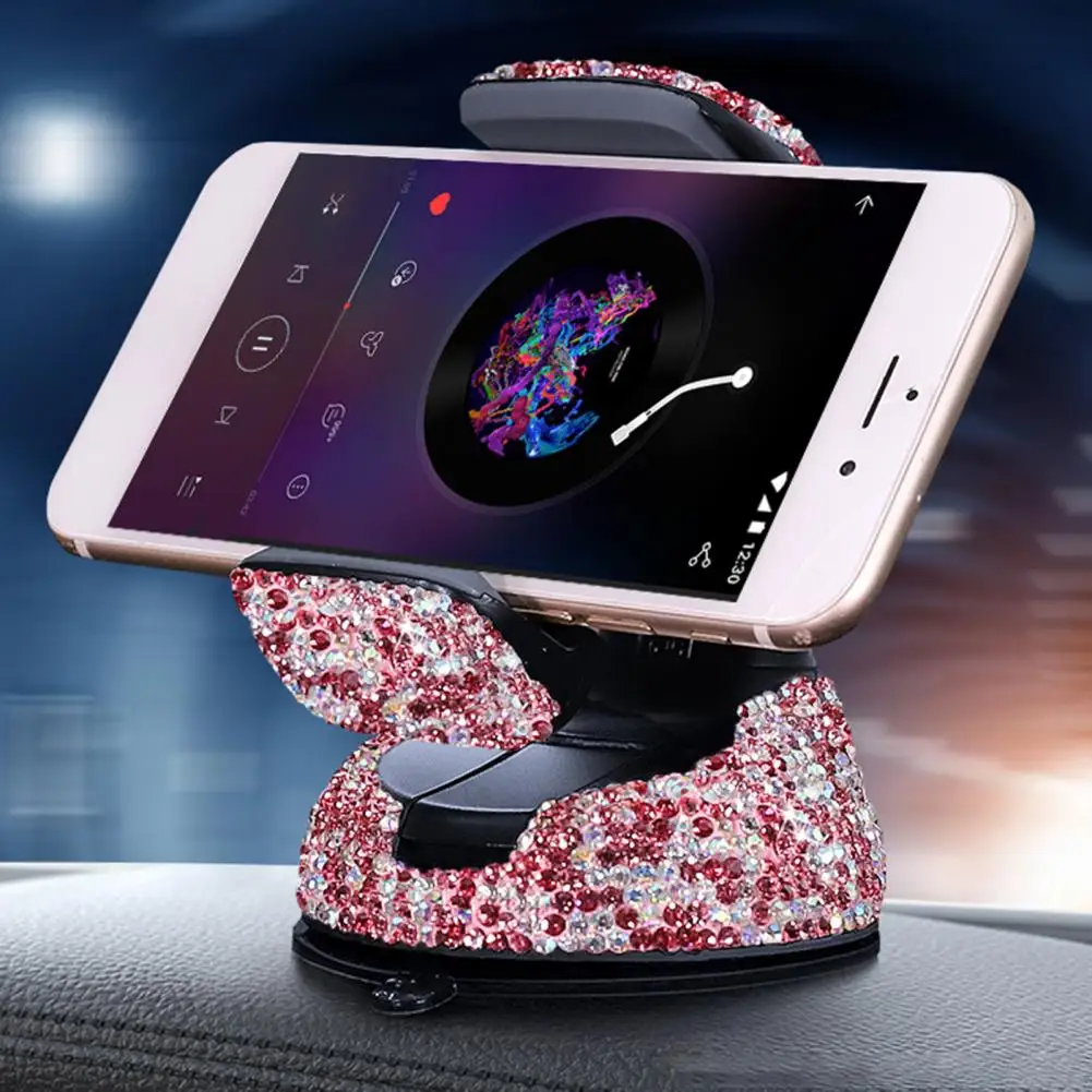 Car Navigation Bracket Rhinestone Multi-angle Rotation Phone Stand Car Phone Holder Universal Bling Car Stand Phone Holder