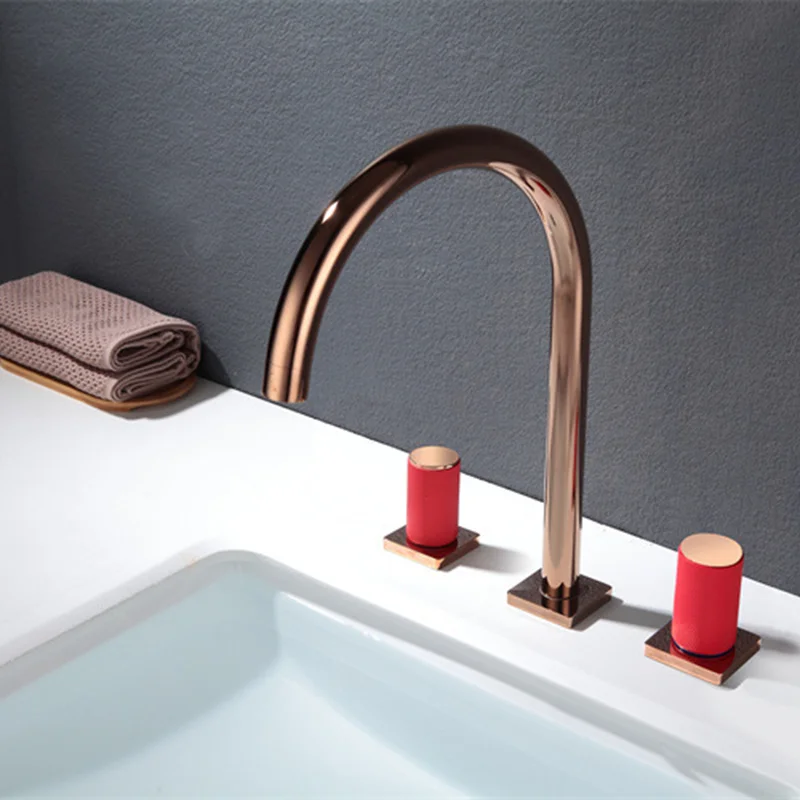 Lightweight Color Combination Design Hot & Cold Mixer Washbasin Faucets Bathroom Decorating Accessories Double Switch Metal Taps