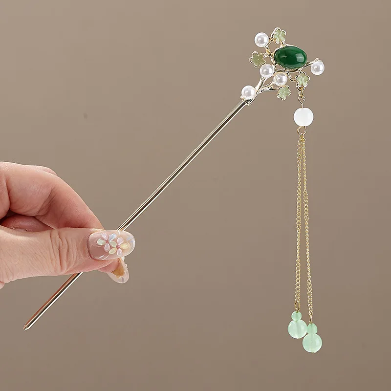Women's Elegant Flower Hairpin with Blue Flower Tassel
