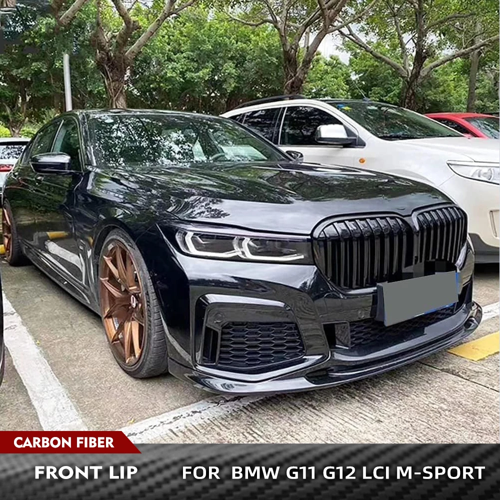 For BMW 7 Series G11 G12 LCI 750Li M760i Base M-Sport 2019-2022 Front Body Kits Carbon Fiber Front Bumper Lip Spoiler Splitters