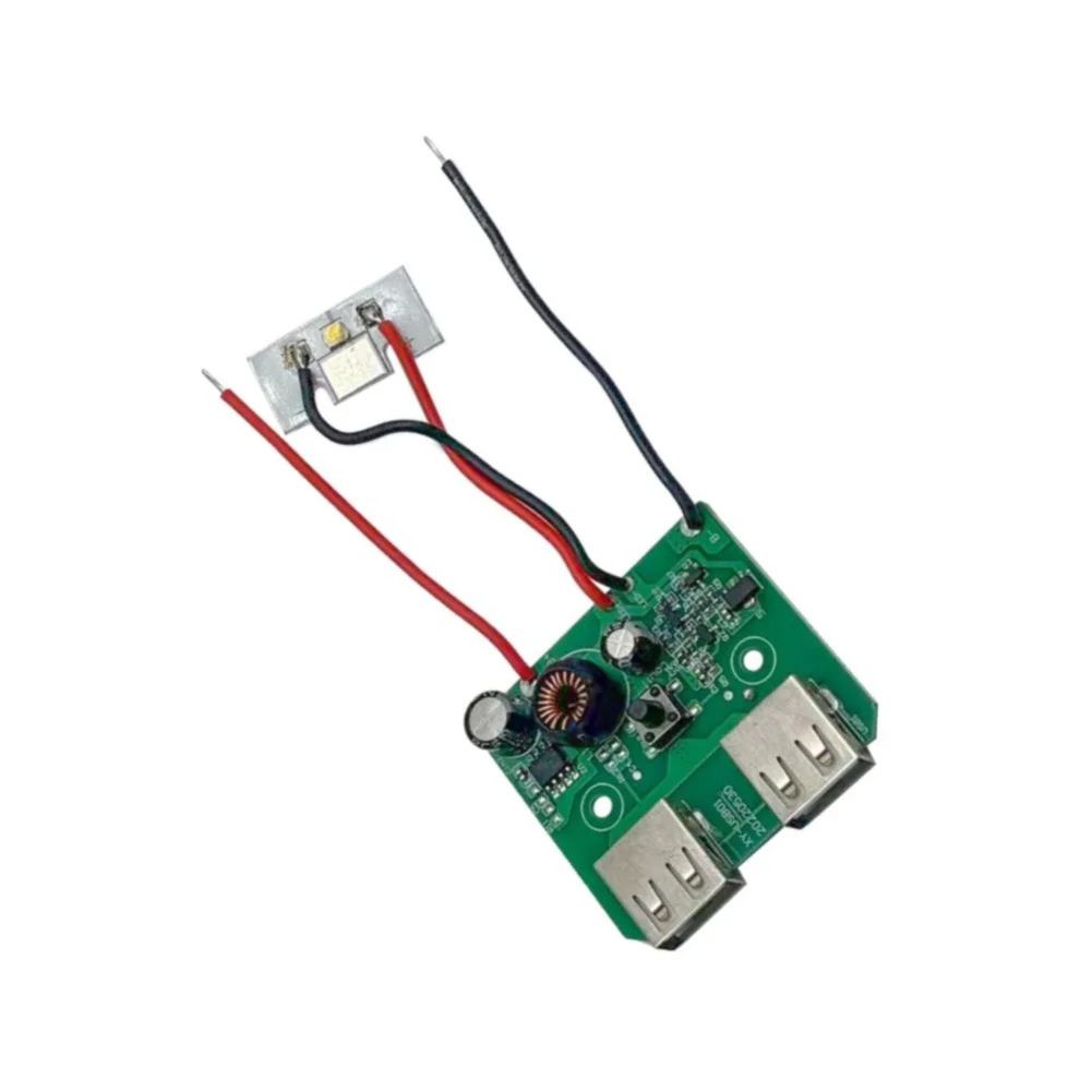 21V Lithium Battery Conversion Board With Dual USB Ports And LED Light For Power Tool Adapter 5V Discharge Module