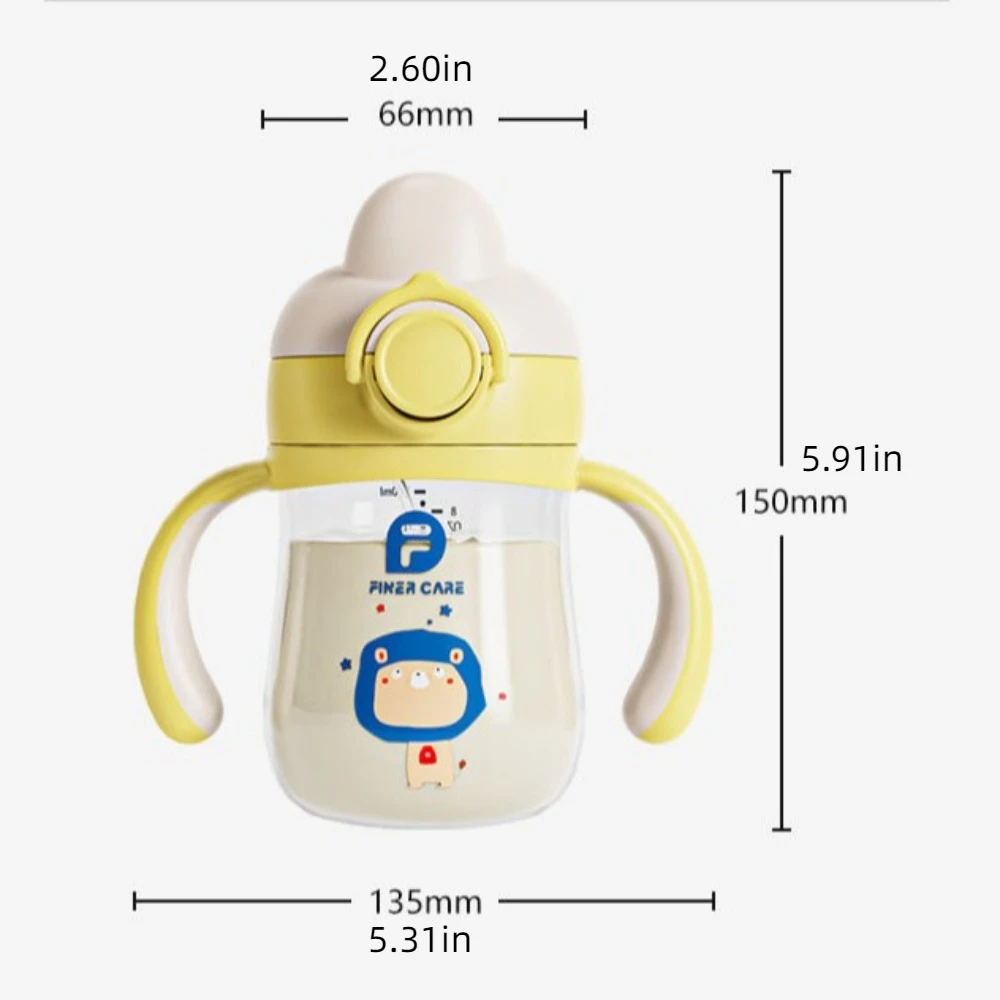 Taza de entrenamiento para bebé con animales de dibujos animados, tapa abatible con bola de gravedad, taza de pico de pato para bebé, botella de agua antiasfixia sin BPA para bebé