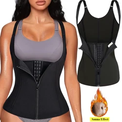 Waist Trainer Tank Top For Women Zipper Body Shaper Tummy Control Sleeveless Top, Women's Activewear Body Shaping Underwear