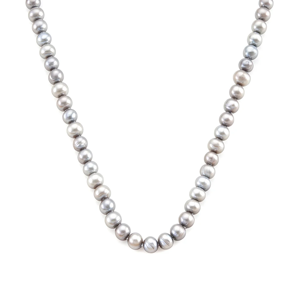 Lokaer Gray Color 4-5mm Natural Freshwater Pearl Near Round Shape Necklace for Women Delicate Birthday Jewerly Wholesale N26107