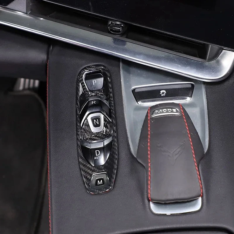 Console Gear Shift Button Trim Real Hard Carbon Fiber For Chevrolet Corvette C8 2020-2023