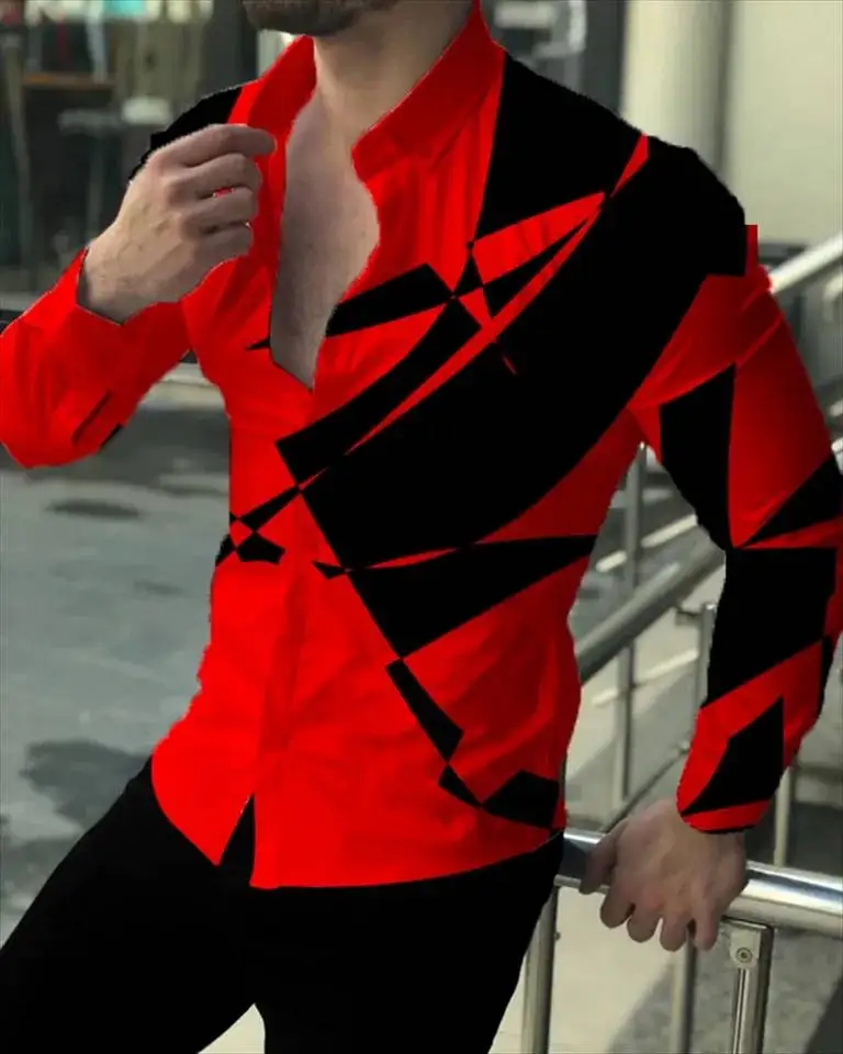2023 Luxury Men\'s Shirt Floral Pattern Lapel Long Sleeve Shirt Outdoor Street Fashion Clothing Designer Casual High Quality