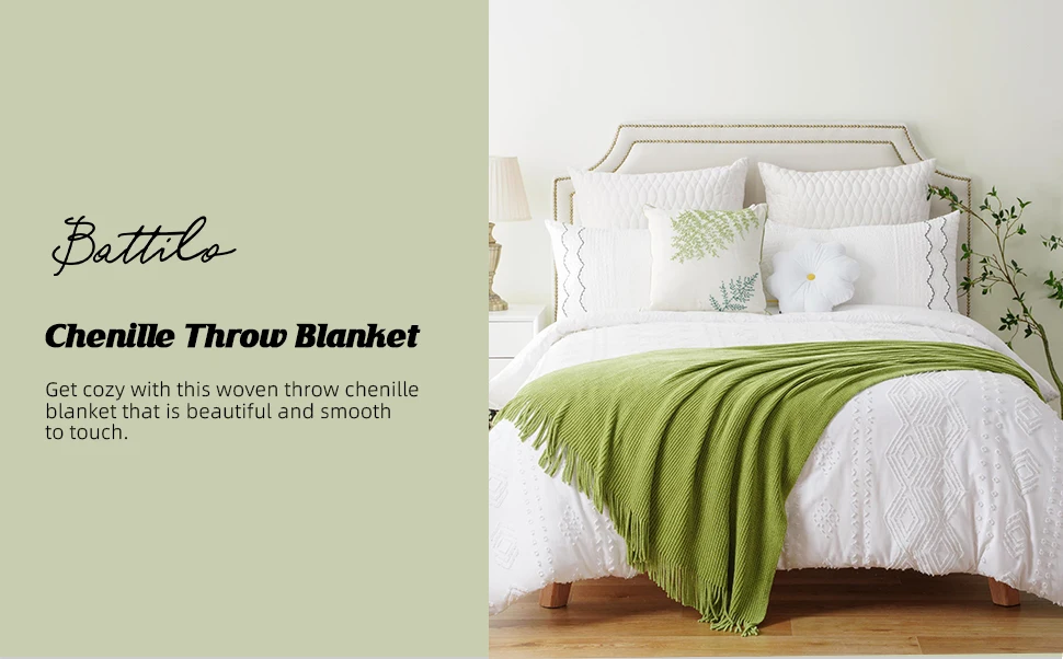 Battilo Chenille Knit Blankets with Tassels Caramel Plaid Throw Blanket for Bed Couch Decorative Sofa Blanket Bedroom Fall Decor