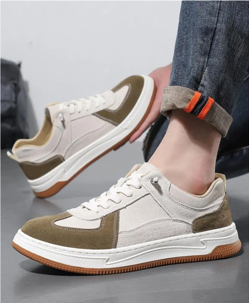 

Весенние мужские новые туфли в стиле ретро, спортивные повседневные мужские кожаные кроссовки из натуральной кожи на белой подошве, универсальные мужские кожаные кроссовки с цветными блоками