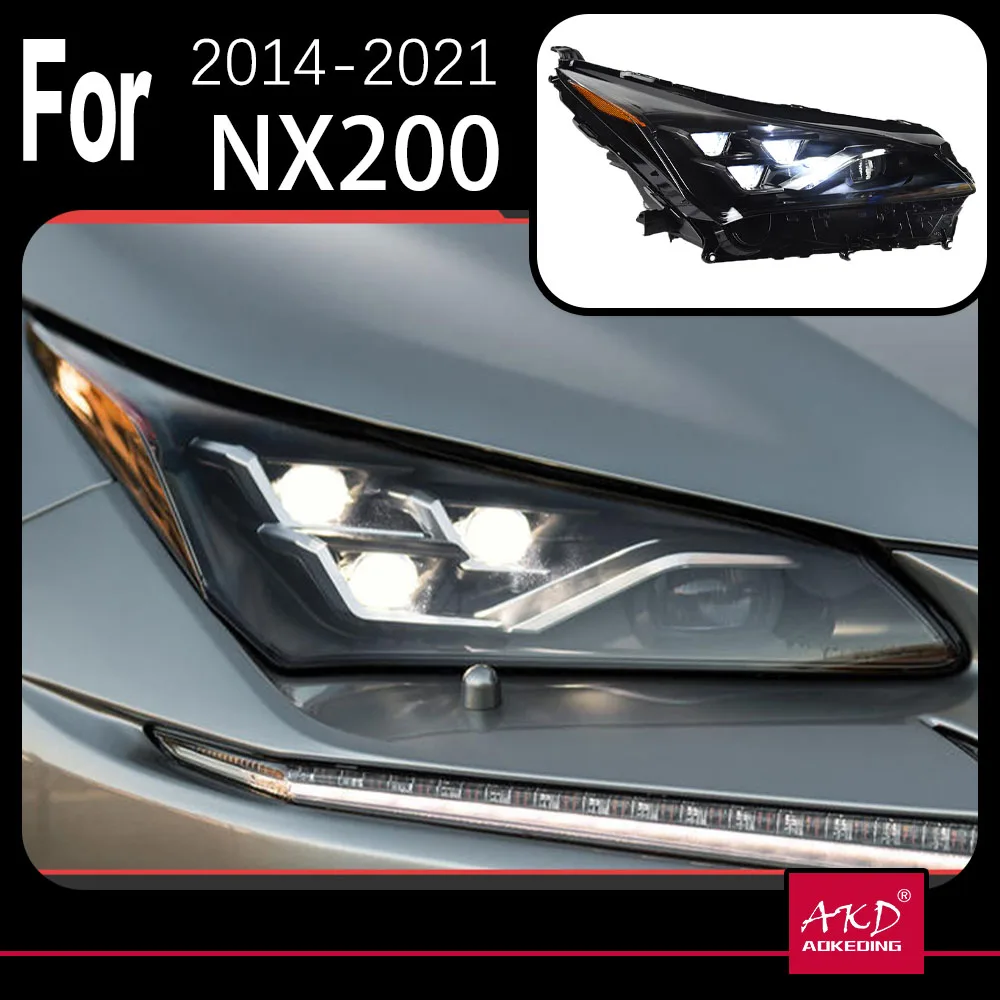 AKD Car Model Head Light Parts For Lexus NX NX200 NX300 2014-2021 LED Lamps Headlight Replacement DRL Dual Projector Facelift