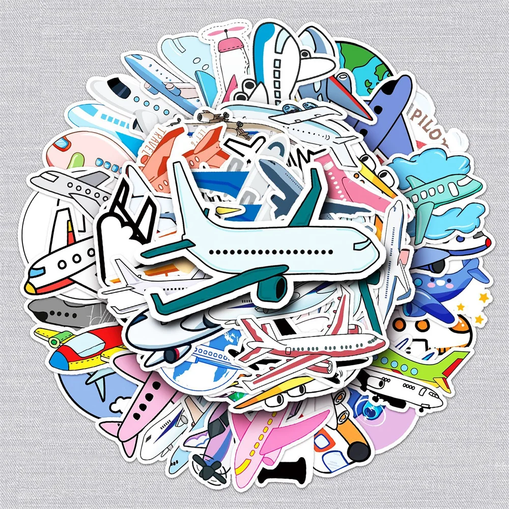 

10/30/50PCS Airplane Cartoon Graffiti Sticker Personality Creative Sticker Desk Guitar Computer Car Waterproof Sticker Wholesale