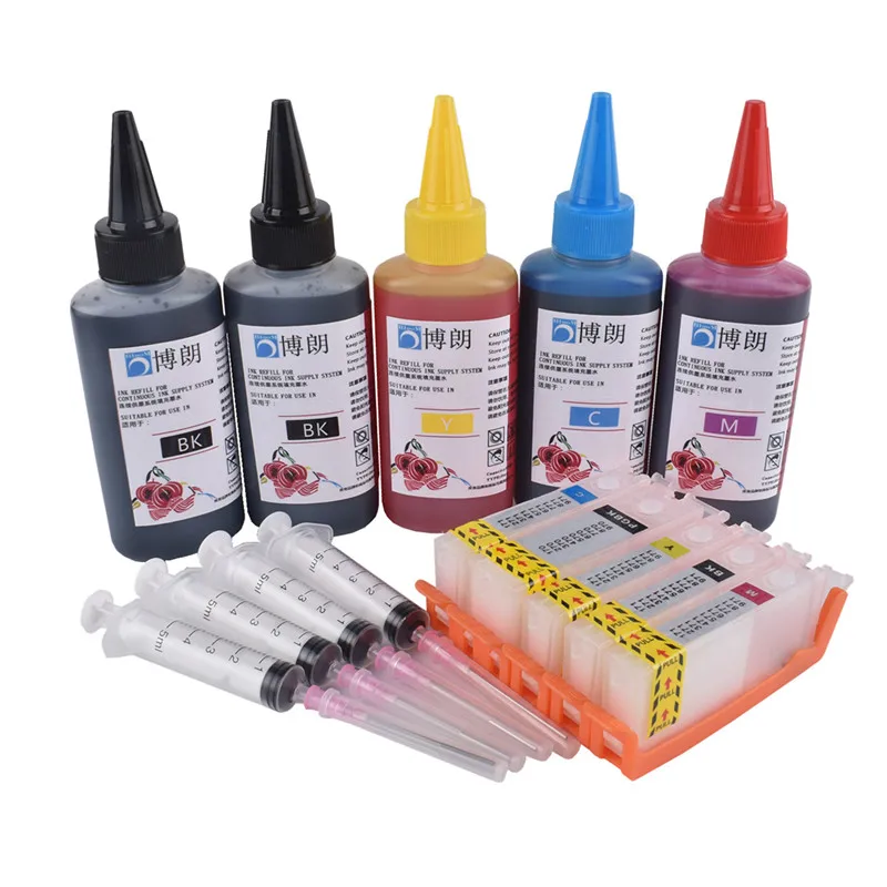 

For CANON PIXMA MG5450 MG5550 MG6450 Ip7250 MX925 MX725 IX6850 printer PGI 550 refillable ink cartridge+ 5 Color Dye Ink 100ml