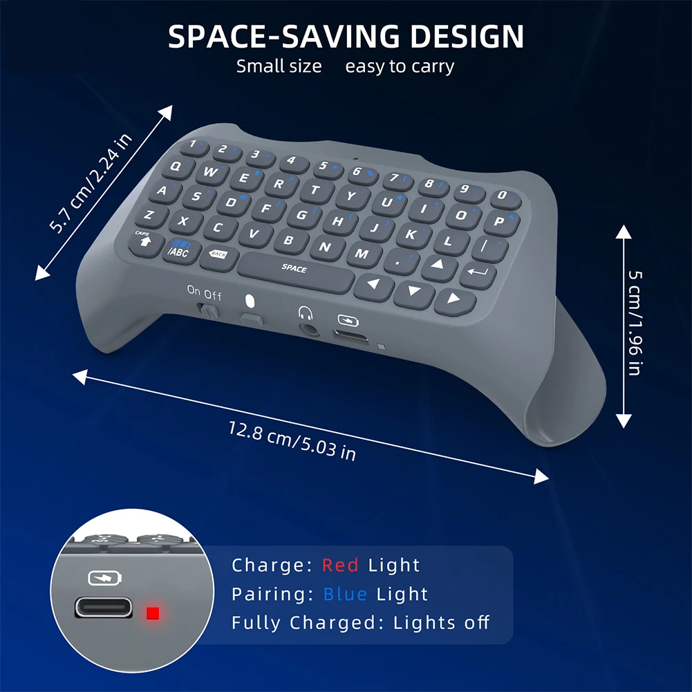 لوحة مفاتيح لاسلكية لجهاز PS5 Gamepad Mount Mini Keypad Bluetooth Gamepad وحدة تحكم لوحة المفاتيح لوحة الدردشة لمكبر الصوت المدمج PS5