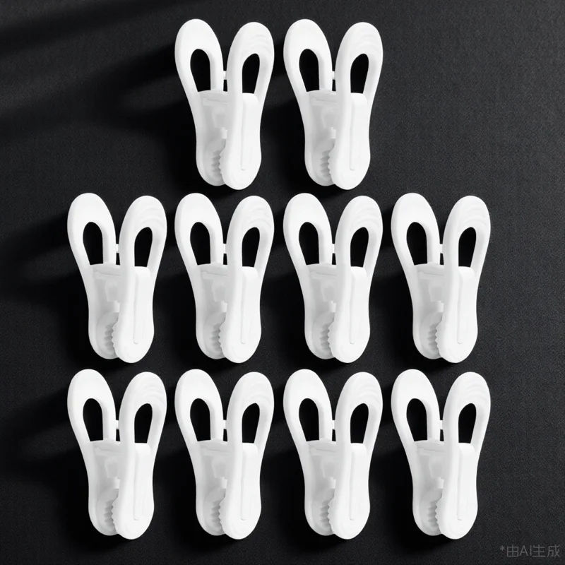 

10Pcs Plastic Clothes Clips Non-Slip Hanger Clips Sturdy Laundry Pins for Socks Towels Shorts Pants Quilt Clothes Pin