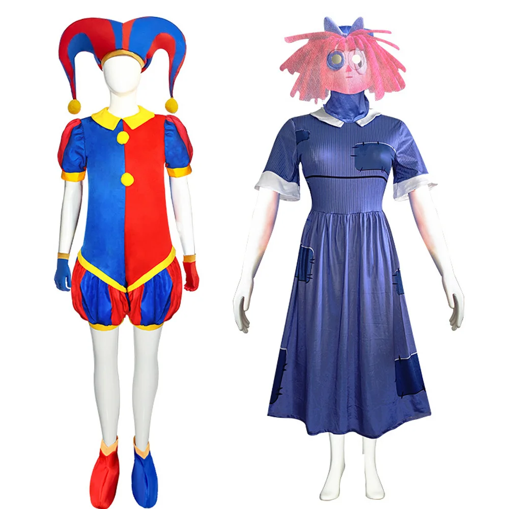 Costume de cosplay Pomni pour Halloween, déguisement féminin, inspiré du film Freak Circus Ragatha, tenue de bouffon de cour numérique incroyable