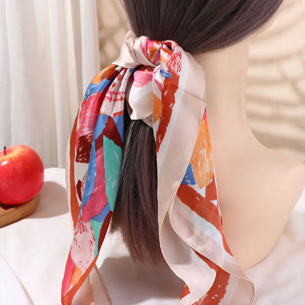 Zonnebrandcrème Sjaal Elegante Golf Punt Streep Print Bloem Haar Tie Band Hoofddoek Dames Zijden Sjaal Vierkante Sjaal