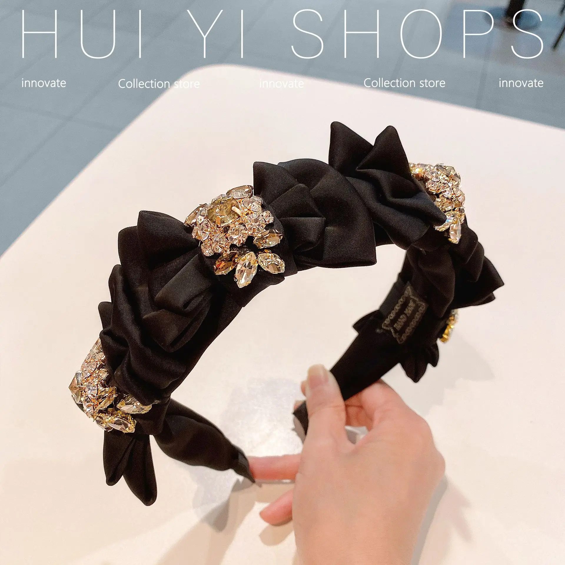 Rhinestone Headbands For Women Trendy 2024 Wide Bow Luxury Women\'s Hair Band Fashion Girl Hairband Female Hair Hoops Accessories