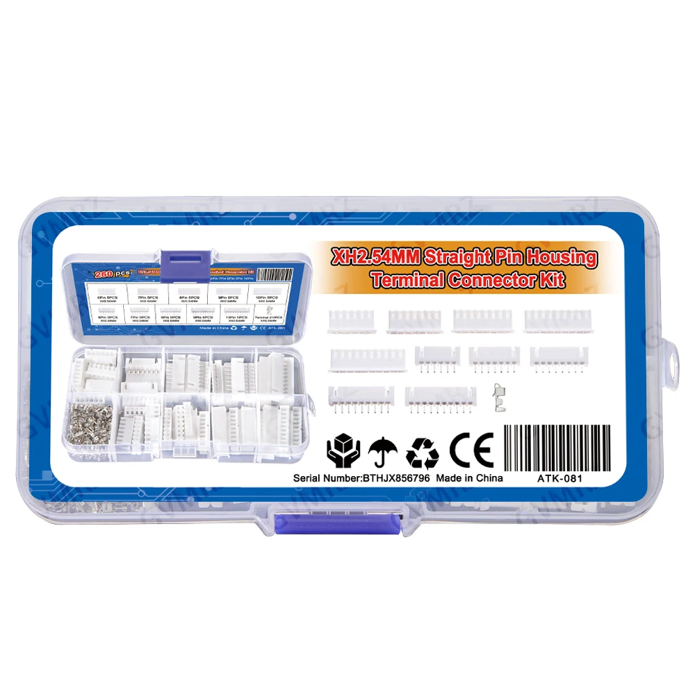 260PCS 6-10P XH2.54 6/7/8/9/10 Pin Terminals Plastic Shell Male Female Plug Socket Wire Connector XH 2.54 6P 7P 8P 9P 10P KIT