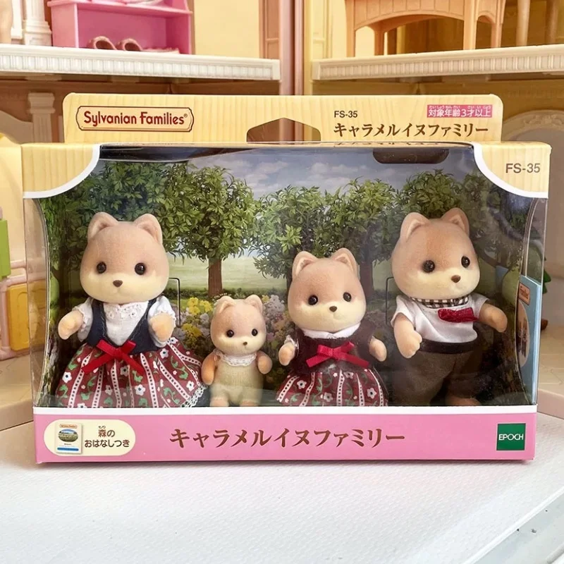 New Original Sylvanian Baby Family Anime Caramel Dog Family Set Family Toy Cross Dressing Party Doll Family Christmas Gift Toy