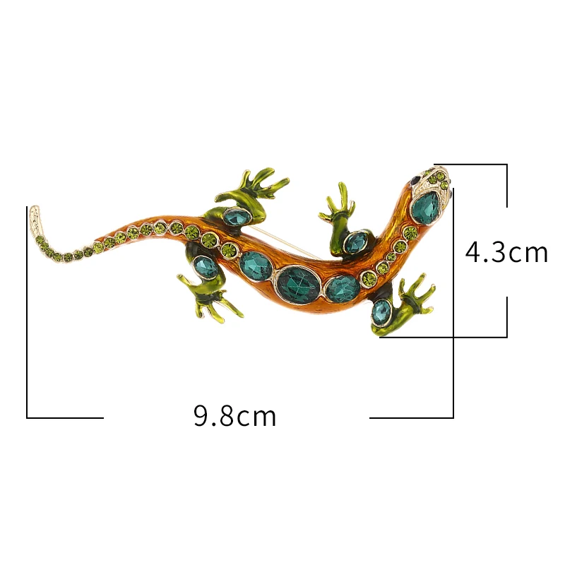 EASYA Fashion Gecko Lizard Crocodile Alloy Brooch with Rhinestones Sparkling Banquet Prom Ladies Decoration Luxury Jewelry