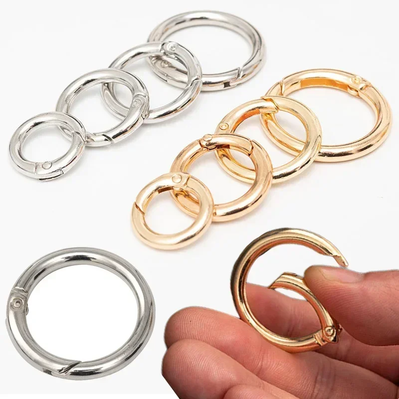 10 pezzi di metallo O Ring fermagli a molla per gioielli fai da te apribile rotondo moschettone portachiavi borsa clip gancio cane catena fibbie connettore