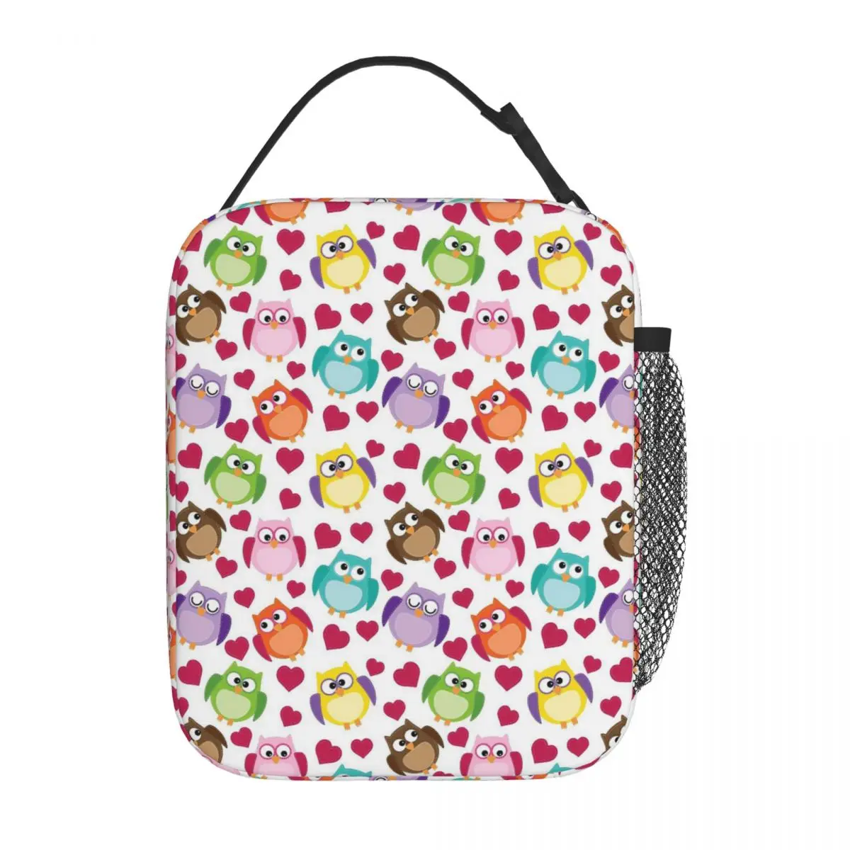 Cartoon Colorful Owl Pattern Insulated Lunch Bag for Women Kids Portable Food Boxes Thermal Lunch Box Tote