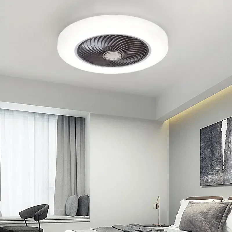 Hot Sale Smart Ceiling Fan Fans with Lights Remote Control Bedroom Decor Lamp 52cm Air Invisible Blades Retractable Silent