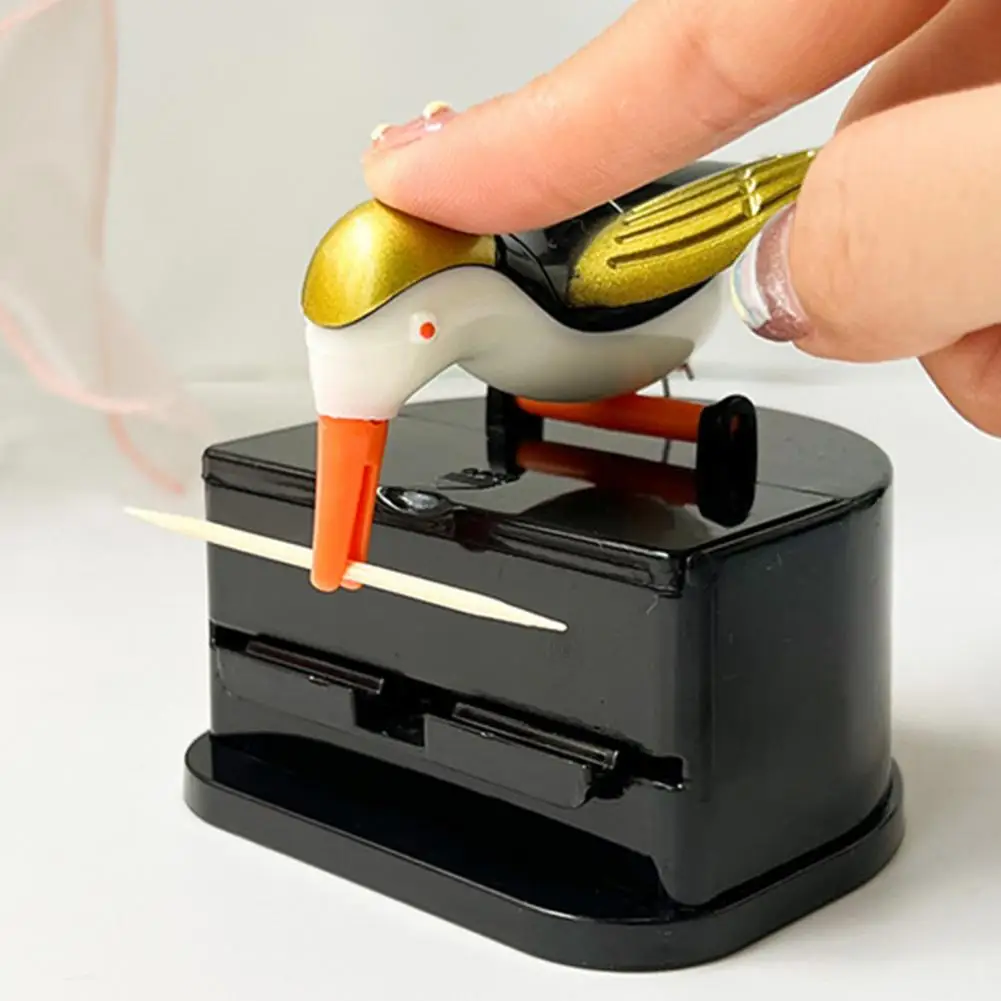 Bird Toothpick Dispenser Press Woodpecker Toothpick Holder Restaurant Desktop Automatic Toothpick Organizer Container 이쑤시개 분배기