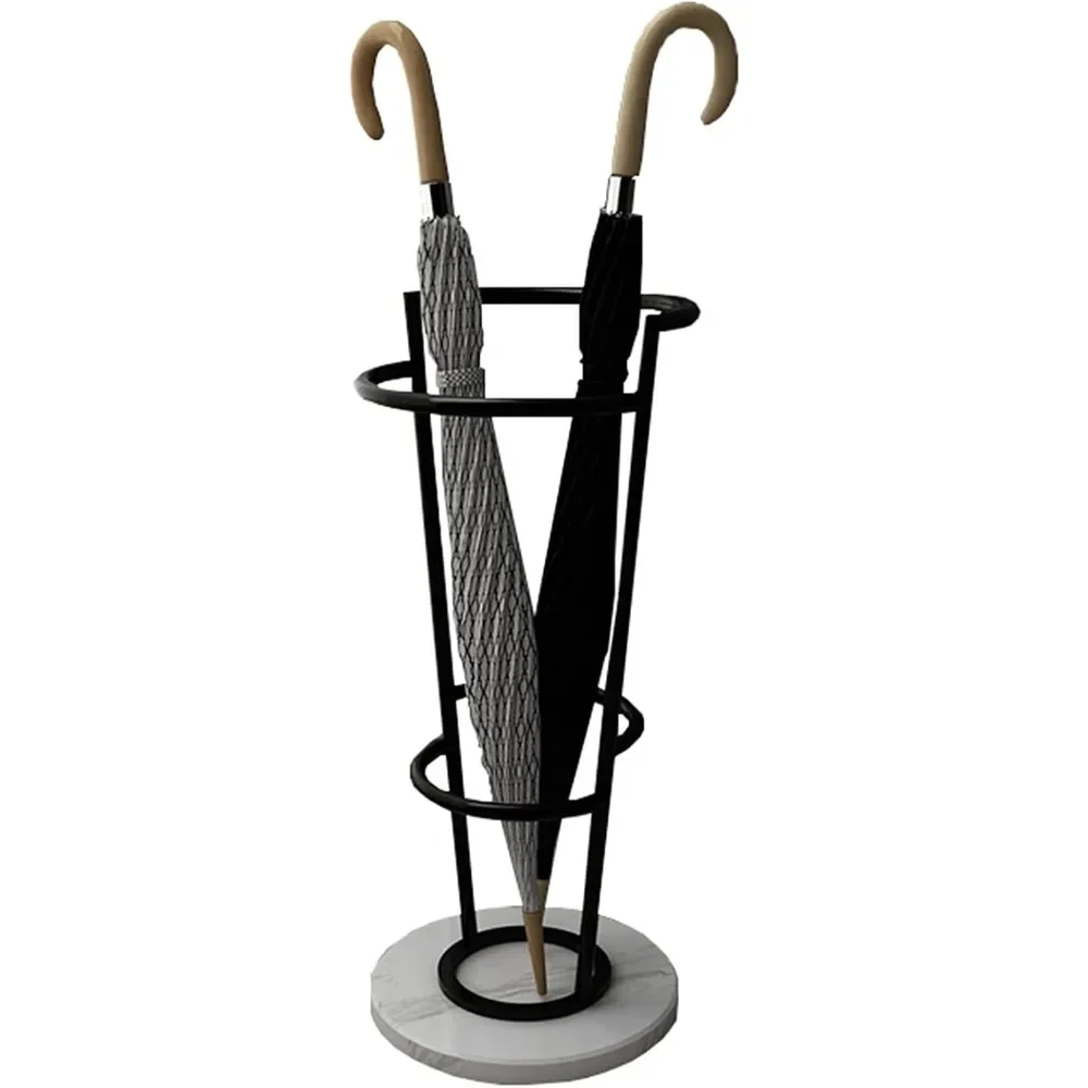 

Modern Metal Round Umbrella Rack, Entryway Umbrella Stand with Marble Base Drip Tray, Anti-Rust Umbrella Holder for Doorway,