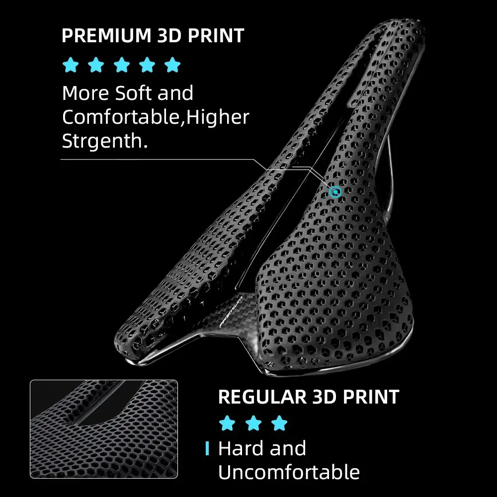 RYET Ultralight Carbon 3D-printed Bike Saddle Gravel Cycling Saddle Bicycle Saddle For Men Women Triathlon Road MTB Mountain