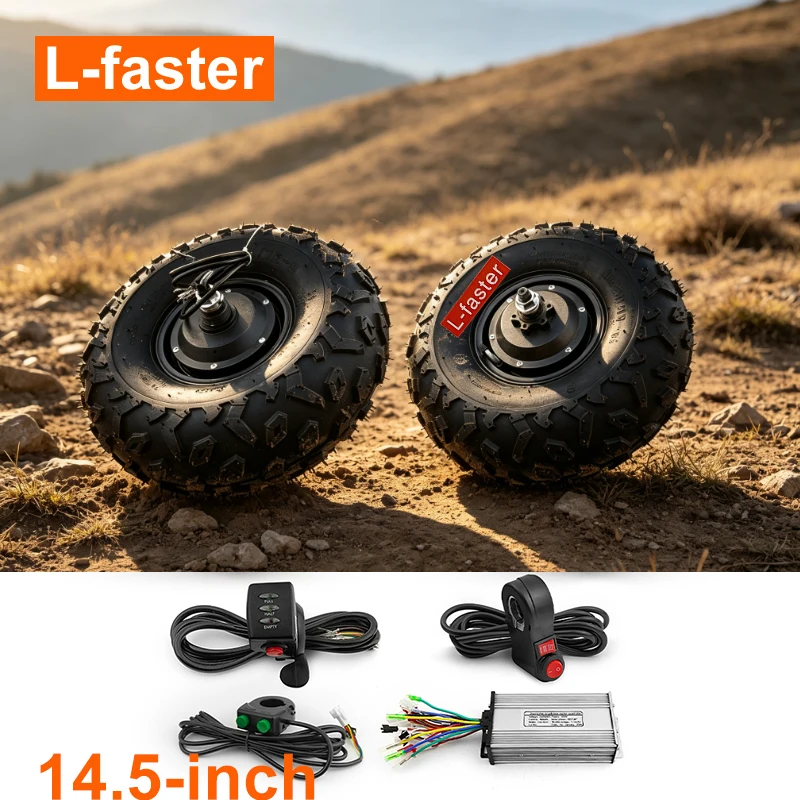 L-Faster 14,5 Zoll Offroad-Reifen 350W Dual-Drive Bürstenloser Getriebenabenmotor-Radkit für Plattformwagen mit Rückwärtsfahrt