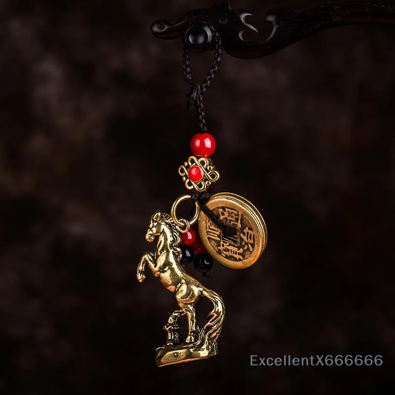 

2026 Year Of Chinese Zodiac Horse Lucky Pendant Keychain Copper Feng Shui Wealth Key Ring Women Men Bag Charm Jewelry Gift