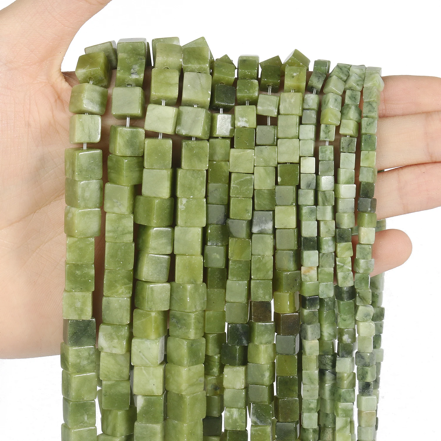 Wholesale Natural Canada Jade Stone Beads 4mm 6mm 8mm Charms Square Loose Cube Beads For Jewelry Making Diy Bracelet 15inches