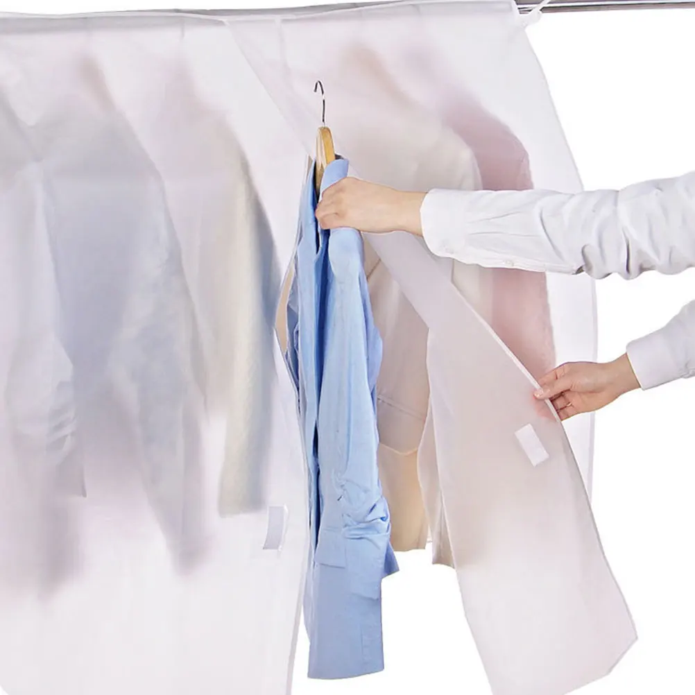 

2Pcs Clothes Rack Dust Cover Clear Hanging Garment Bags White Closet Storage PEVA Material Wardrobe Protector Reusable