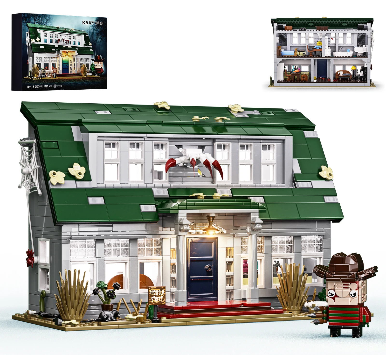 

Horror Freddyed House Building Blocks Kit Elmed Street Home Bricks Model Home Decoration Halloween Gifts for Adults