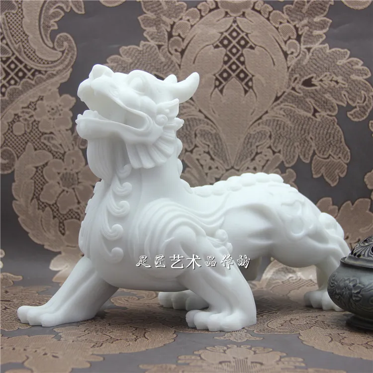 32cm LARGE # 2020  home efficacious FENG SHUI Talisman Money Drawing PI XIU royal White marble Sculpture statue