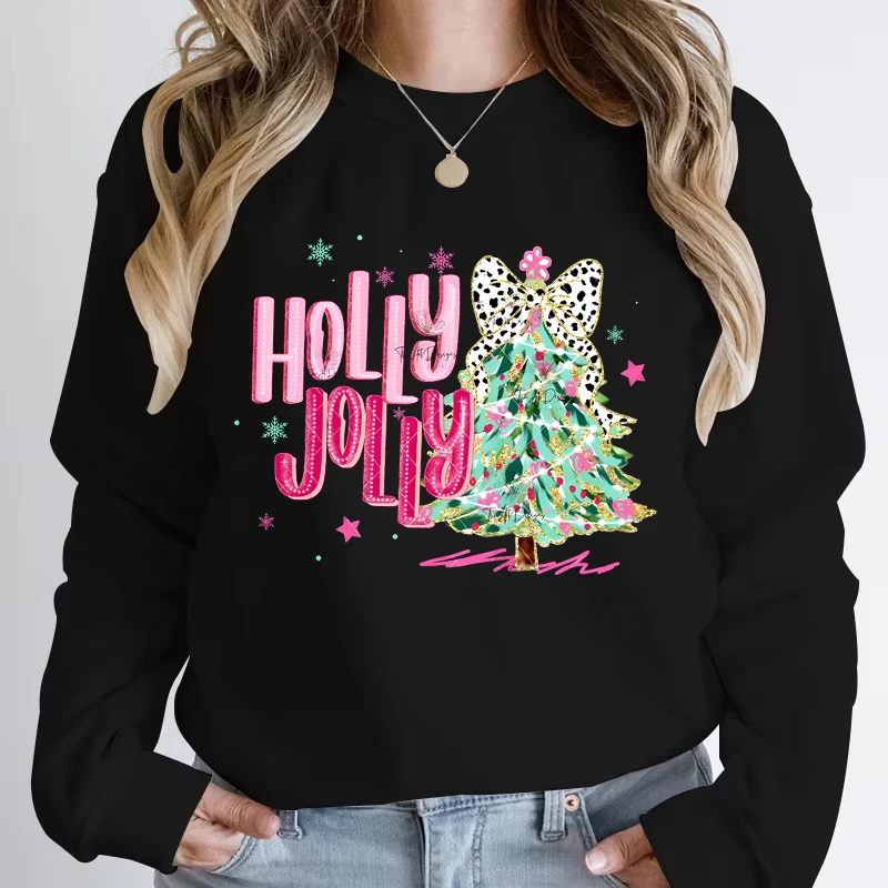 Creative Autumn Winter Women Sweatshirt Funny Leopard Print Bow Christmas Tree Sportswear Crew Neck Female Xmas Party Pullover