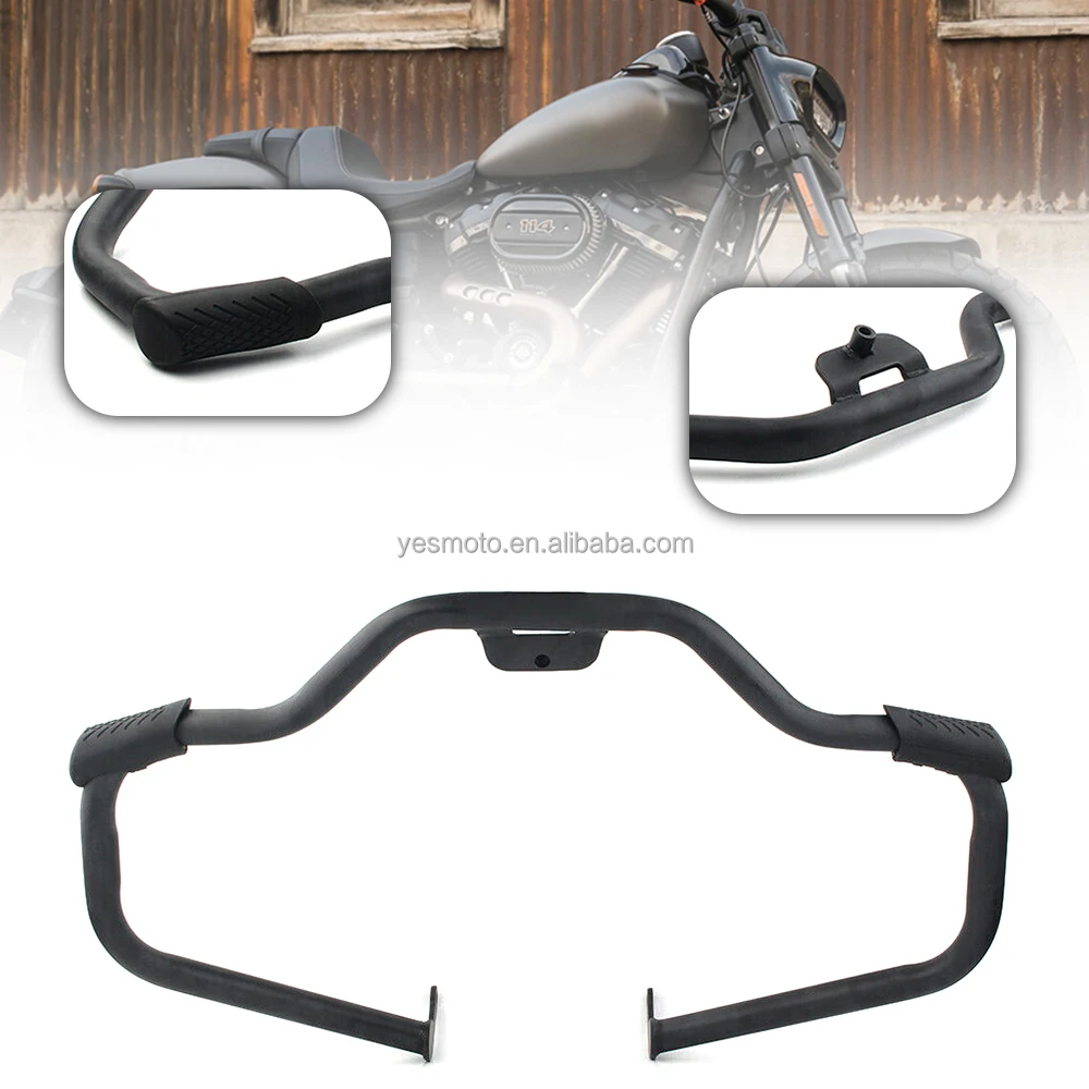 Black Mustache Engine Guard Highway Crash Bar For Harley Softail Fat Bob Deluxe 2018-2020 Breakout 114 FXBRS