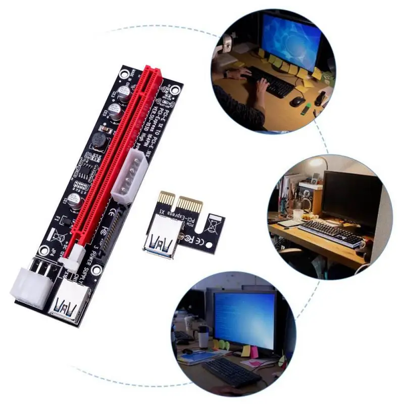 VER009S PCI-E Riser Card 009S PCIE 1X To 16X Extender 6Pin Power 60cm USB 3.0 Cable For Graphics Card PCI-E GPU Extender