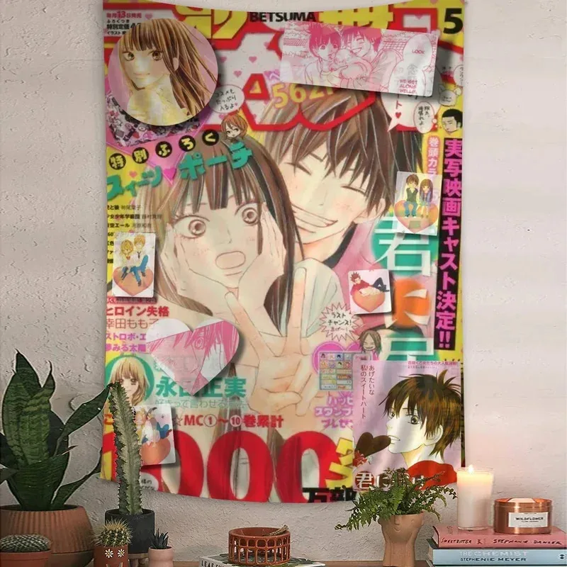 VIKAMA Shoujo Anime Collage Tapestry Stylish Wall Decor Suitable For Apartment Studio Otaku Aesthetic Backdrop Home Decoration