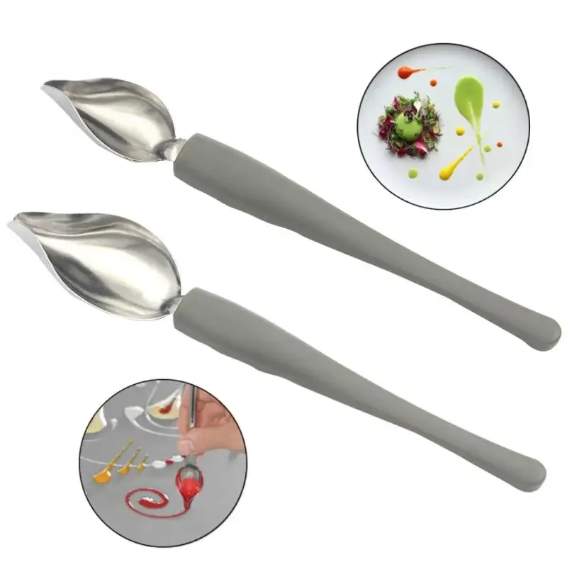 Chef Decoration Spoon Decorate Sushi Food Draw Tool Design Sauce Dressing Plate Dessert Bakeware Cake Gastronomy Coffee Spoon view 2