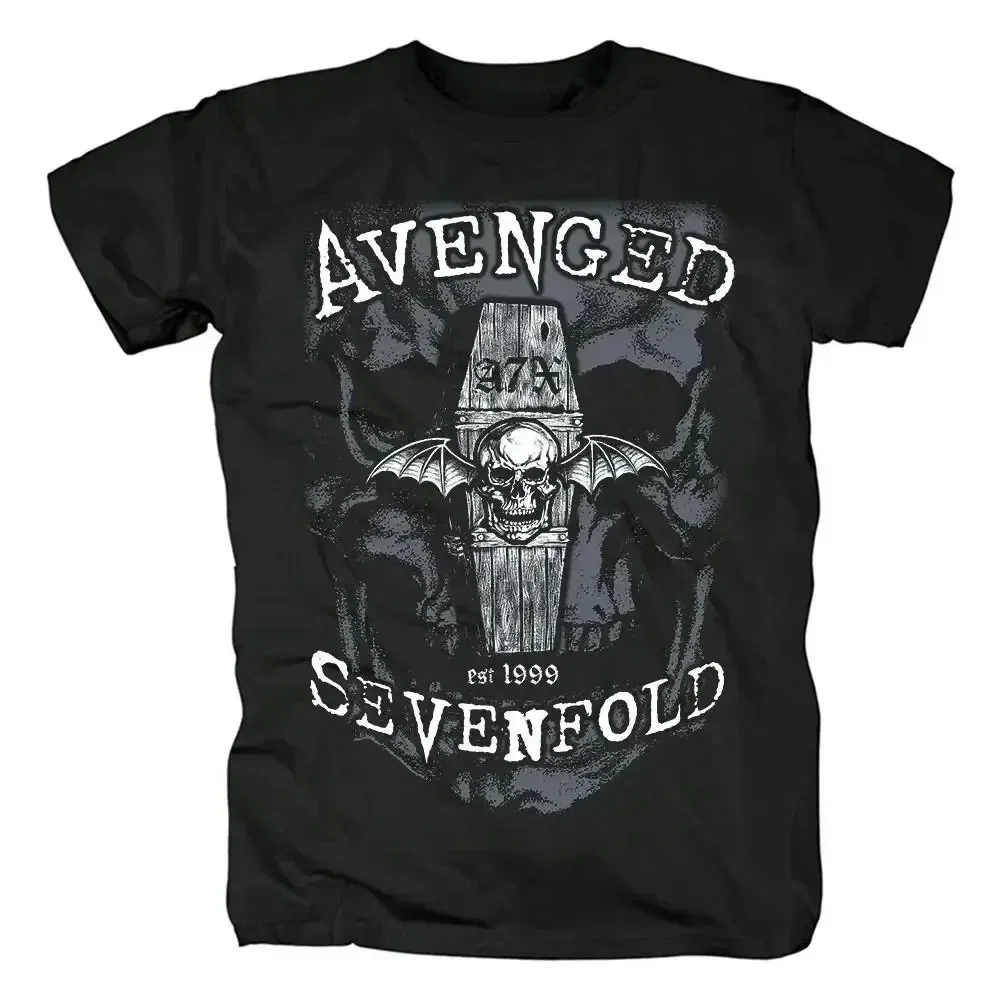 Hip Hop Streetwear Heavy  Fashion Casual Plus Size Harajuku core Crewneck Round Neck Avenged Sevenfold Rock T Shirt