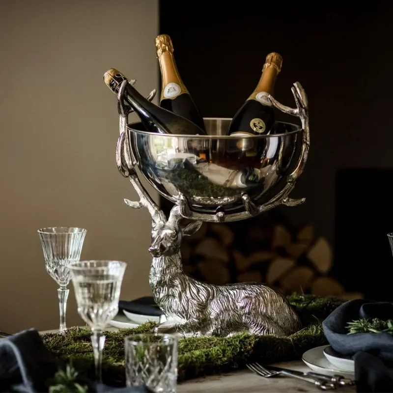 Resting stage Deer Champagne Ice Bucket Eye Catching Design High Demanding Silver Finished Metal Wine Cooler