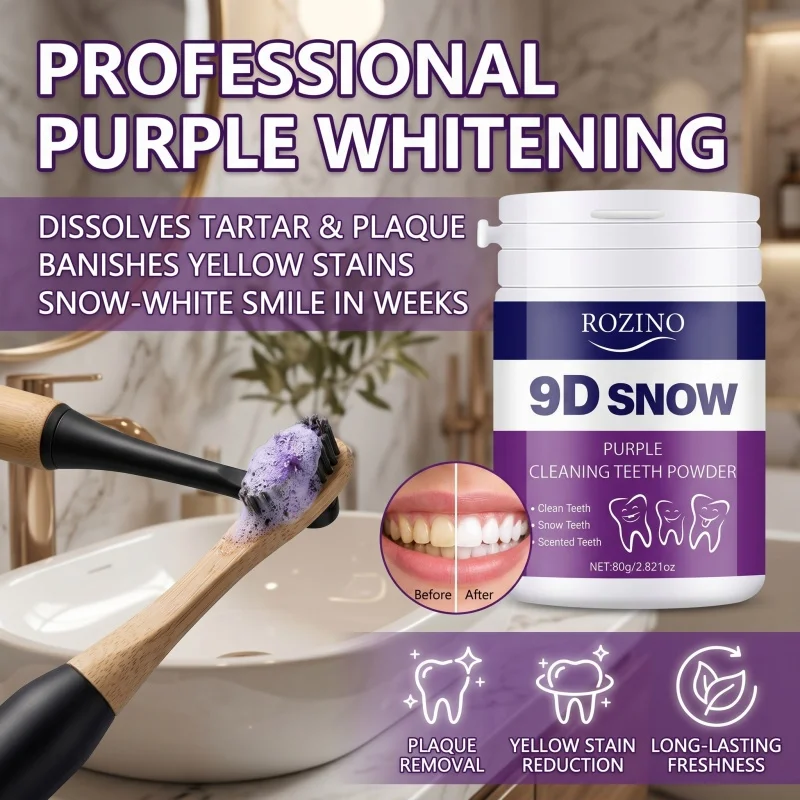 1/2 Pcs High Purple Cleaning Whitening Tooth Powder for Quick & Effective Whitening of Teeth Removing Stains &Bad Breath Residue