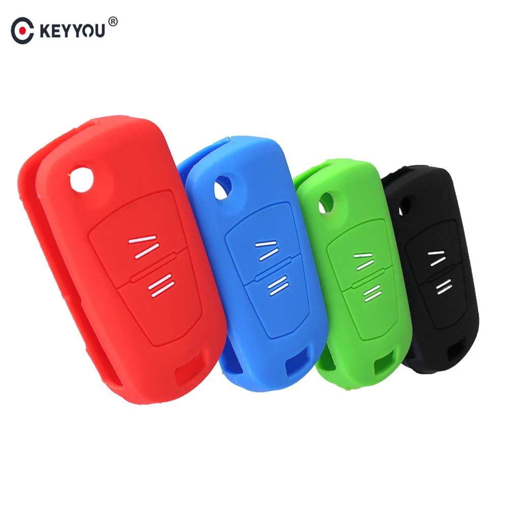 KEYYOU 2 Buttons Remote Silicone Flip Folding Car Key Shell Key Cover Case Fob for Vauxhall Opel Corsa Astra Kadett Monza