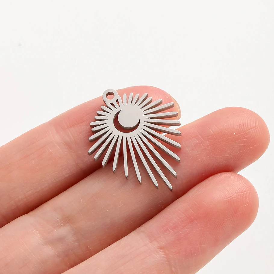 6 Stück modische Anhänger, Alien, Raumschiff, Mond, Edelstahl-Charms für die Schmuckherstellung, Taschenanhänger, DIY-Halskette, Ohrringe, Großpackung – Detail 7