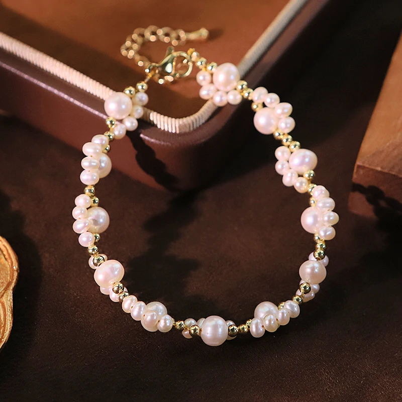 

Натуральный пресноводный жемчуг, медная бусина, браслет с кошачьими когтями, дизайн, высококачественный браслет, подарок для банкета, женские украшения GB1340