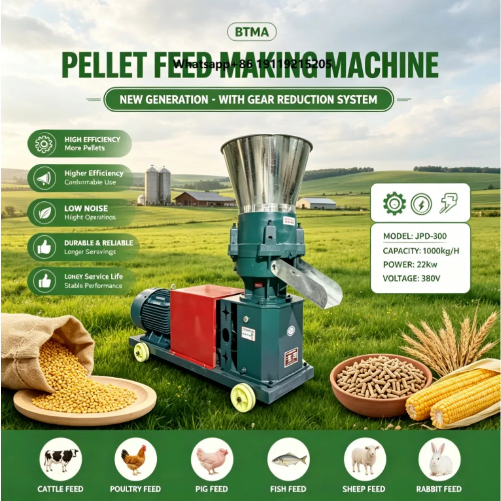 New Farm 1ton/h Aluminum Flat Die Poultry & Livestock Feed Pellet Mill Granulator CE Certified 1 Year Warranty Factory Price
