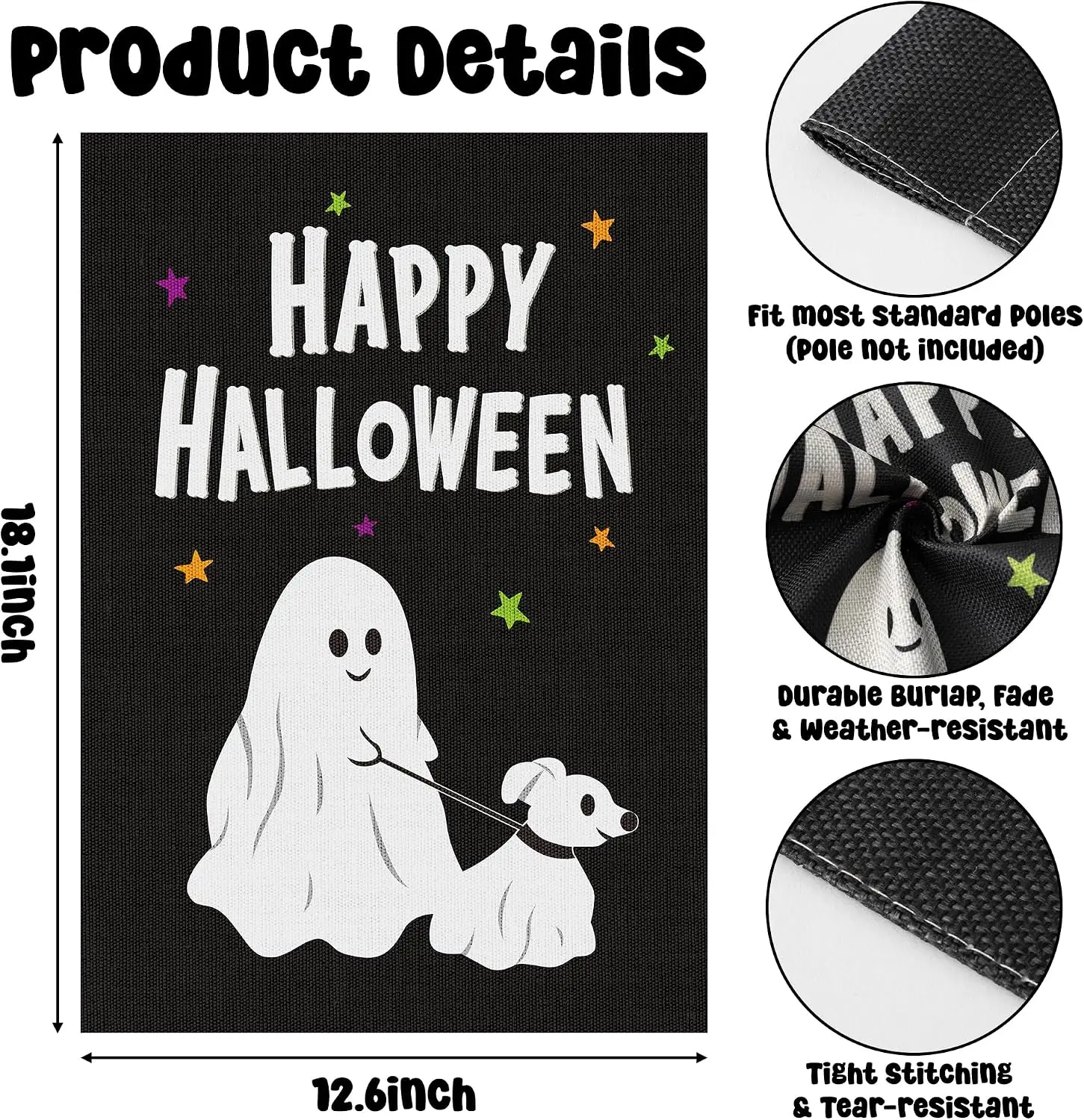 Halloween Ghost Walking Dog Garden Flag Spooky Ghosts Walk A Puppy Burlap Yard Flags Vertical Double Sided Print House Flag  bbp